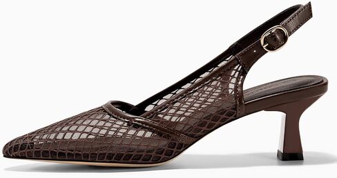 Coutgo Women's Slingback Kitten Low Heels Mesh Pumps Closed Pointed Toe Wedding Work Dress Shoes in Saudi Arabia