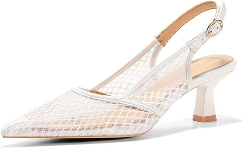 Coutgo Women's Slingback Kitten Low Heels Mesh Pumps Closed Pointed Toe Wedding Work Dress Shoes in Saudi Arabia