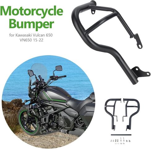 قضبان التصادم لمحرك الطريق السريع للدراجات النارية، واقيات خزان الغاز المتساقطة للإطار متوافقة مع Kawasaki Vulcan S 650 VN650 EN650 2015-2022 (أسود غير لامع) in Kuwait