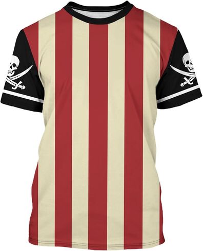 Anime Pirate Captain T-Shirt Funny Cosplay Costume Knight Tee Crewneck Short Sleeve Casual Top Unisex in Saudi Arabia