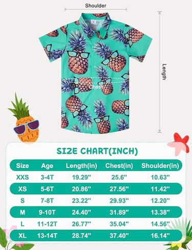 Little & Big Boy's Button Down Hawaiian Shirts Short Sleeve Cool Cartoon Print Dress Tops T-Shirt for Kids 7-14T… in Kuwait