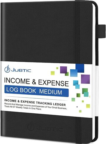 كتاب دفتر الأستاذ المحاسبة - دفتر تعقب الفواتير ودفتر تعقب النفقات لمسك الدفاتر التجارية الصغيرة، وتعقب الدخل والمصروفات لميزانية الأسرة والودائع والتوازن مقاس A5 - أسود in Saudi Arabia