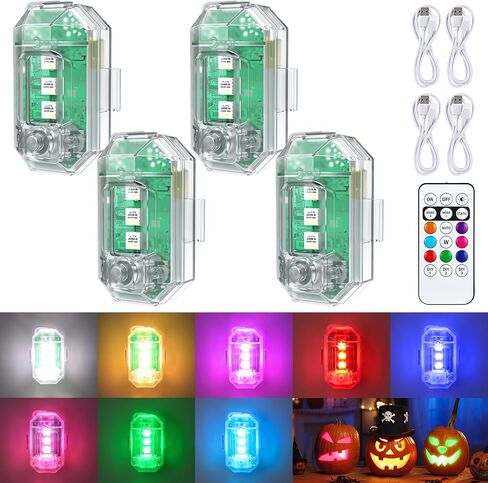 Upgraded Wireless & Rechargeable Anti-Collision LED Lights with Remote Control – Ultra-Bright,Adjustable Lighting for Motorcycle,Bicycles,Drone,e-Scooter,Halloween,Safety Light for Enhanced Visibility in Kuwait