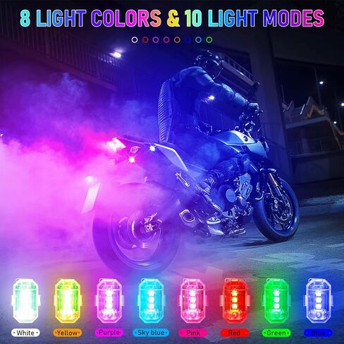 Upgraded Wireless & Rechargeable Anti-Collision LED Lights with Remote Control – Ultra-Bright,Adjustable Lighting for Motorcycle,Bicycles,Drone,e-Scooter,Halloween,Safety Light for Enhanced Visibility in Kuwait