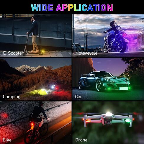 Upgraded Wireless & Rechargeable Anti-Collision LED Lights with Remote Control – Ultra-Bright,Adjustable Lighting for Motorcycle,Bicycles,Drone,e-Scooter,Halloween,Safety Light for Enhanced Visibility in Kuwait