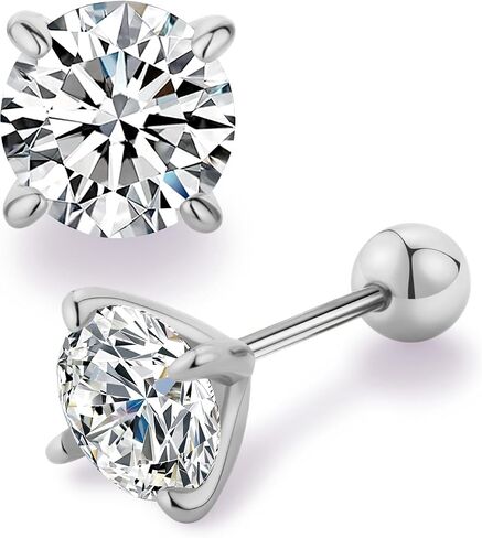 0.3/0.5/1CT Moissanite Stud Earrings, Silver/Rose Gold Color Sparkling Earrings for Women, 925 Sterling Silver Plated 18K White Gold Earrings in Saudi Arabia