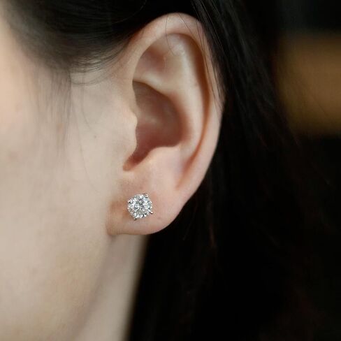 0.3/0.5/1CT Moissanite Stud Earrings, Silver/Rose Gold Color Sparkling Earrings for Women, 925 Sterling Silver Plated 18K White Gold Earrings in Saudi Arabia