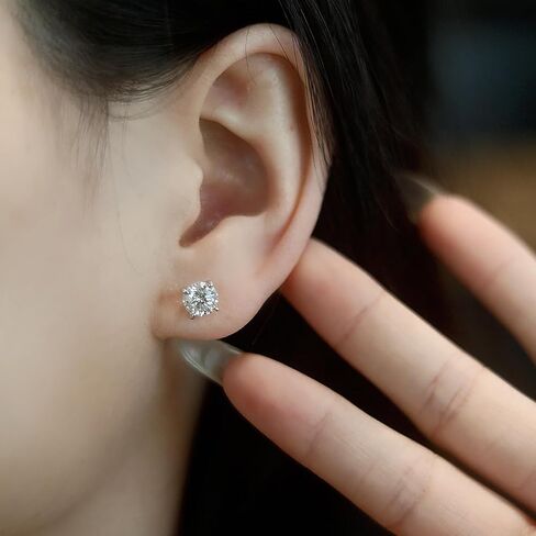 0.3/0.5/1CT Moissanite Stud Earrings, Silver/Rose Gold Color Sparkling Earrings for Women, 925 Sterling Silver Plated 18K White Gold Earrings in Saudi Arabia