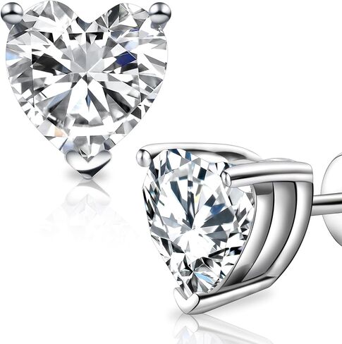 Heart Moissanite Stud Earrings Rhodium Plated Sterling Silver Hypoallergenic Earrings 1ct Lab Created Diamond Earrings For Women in Saudi Arabia