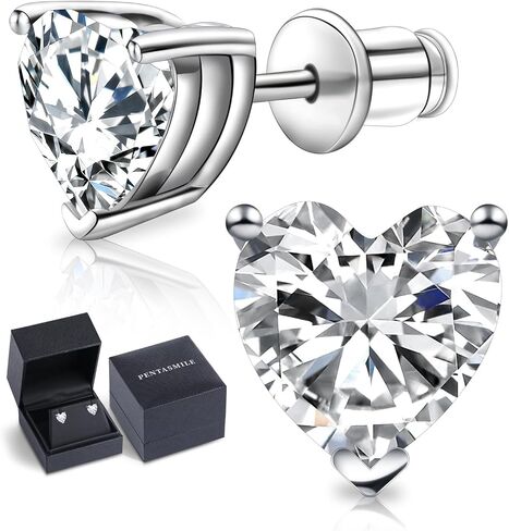 Heart Moissanite Stud Earrings Rhodium Plated Sterling Silver Hypoallergenic Earrings 1ct Lab Created Diamond Earrings For Women in Saudi Arabia