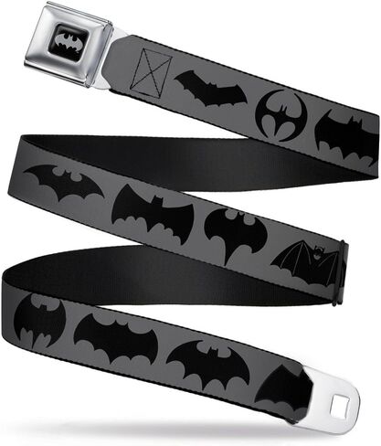 Buckle-Down DC Comics Belt, Seatbelt Buckle Belt, Bat Logo Transitions Gray Black, Mens Womens Kids Adjustable in Saudi Arabia