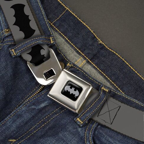 Buckle-Down DC Comics Belt, Seatbelt Buckle Belt, Bat Logo Transitions Gray Black, Mens Womens Kids Adjustable in Saudi Arabia
