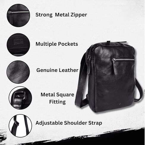 Genuine Italian Leather Shoulder Crossbody Sling Bag for Men - Adjustable Strap for Office, Travel, Casual & Hiking in Saudi Arabia