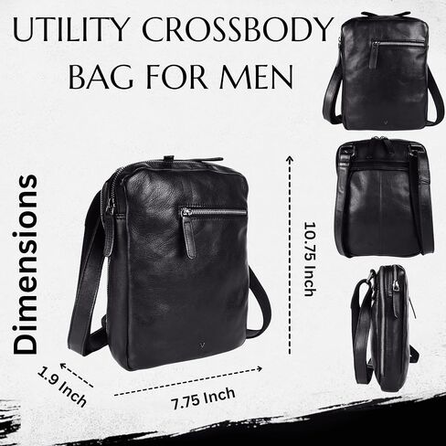 Genuine Italian Leather Shoulder Crossbody Sling Bag for Men - Adjustable Strap for Office, Travel, Casual & Hiking in Saudi Arabia