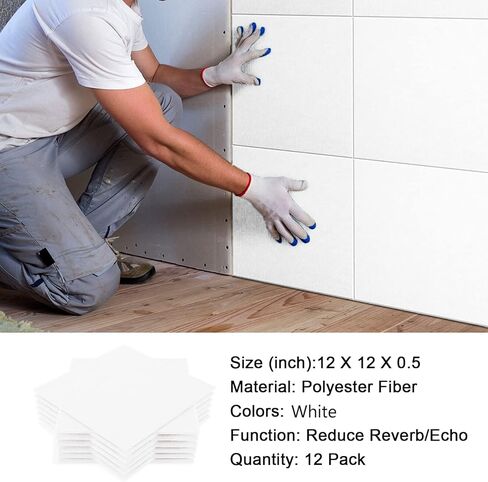 لوحات Deecam الصوتية 12 حزمة 12 بوصة × 12 بوصة × 0.4 بوصة لوحات عازلة للصوت عالية الكثافة، رغوة عازلة للضوضاء مقاومة للهب تمتص الضوضاء والأصداء في الداخل، ديكور الغرفة، أسود in Kuwait