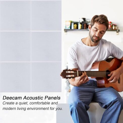 لوحات Deecam الصوتية 12 حزمة 12 بوصة × 12 بوصة × 0.4 بوصة لوحات عازلة للصوت عالية الكثافة، رغوة عازلة للضوضاء مقاومة للهب تمتص الضوضاء والأصداء في الداخل، ديكور الغرفة، أسود in Kuwait