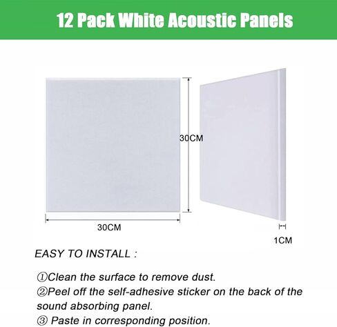 لوحات Deecam الصوتية 12 حزمة 12 بوصة × 12 بوصة × 0.4 بوصة لوحات عازلة للصوت عالية الكثافة، رغوة عازلة للضوضاء مقاومة للهب تمتص الضوضاء والأصداء في الداخل، ديكور الغرفة، أسود in Kuwait