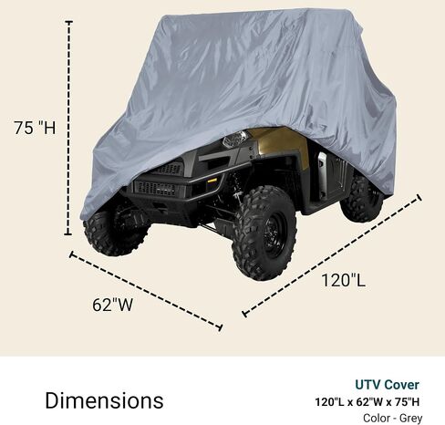 All-Season UTV or Modified Golf Cart Storage Protective Cover Keep Your Side by Side Clean - 8 Reinforced Grommets Universal Fit up to 120" Long Vehicles in Saudi Arabia