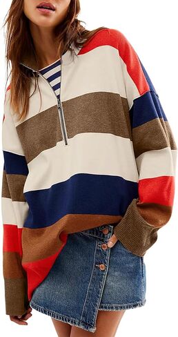 Yousify Oversized Womens Sweaters Fall 2024 Half Zipper Turtleneck Sweater Long Sleeve Tops S-2XL in Saudi Arabia