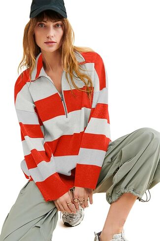 Yousify Oversized Womens Sweaters Fall 2024 Half Zipper Turtleneck Sweater Long Sleeve Tops S-2XL in Saudi Arabia