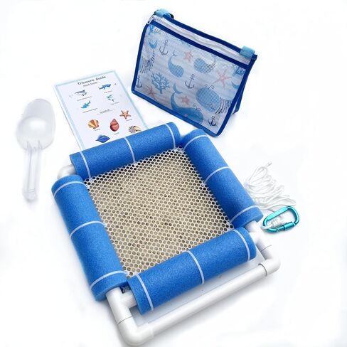 Premium Shark Tooth Sifter,Lightweight Sand Sifter for Shark Teeth and Shell,Beach Fun Play Set with Mesh Screen, Scoop, Clip,Seashell Bag and Treasure Hunt Guide（Small） in Saudi Arabia