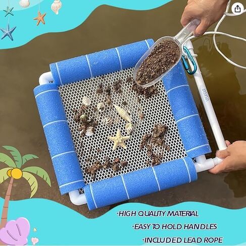 Premium Shark Tooth Sifter,Lightweight Sand Sifter for Shark Teeth and Shell,Beach Fun Play Set with Mesh Screen, Scoop, Clip,Seashell Bag and Treasure Hunt Guide（Small） in Saudi Arabia