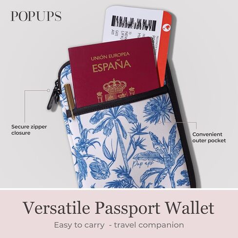 POPUPS Passport Travel Wallet for Women - Large Multiple Document Organizer and Holder with Wristlet (Black) in Kuwait