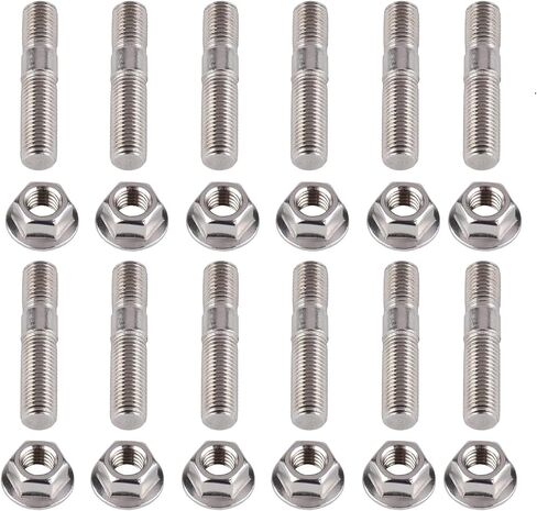 12pcs Intake Manifold Extended Stud Studs Bolt Kit Stainless Steel M10 1.25MM x 48MM Studs & Nuts Compatible with Honda Compatible with Toyota in Saudi Arabia