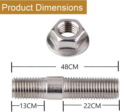 12pcs Intake Manifold Extended Stud Studs Bolt Kit Stainless Steel M10 1.25MM x 48MM Studs & Nuts Compatible with Honda Compatible with Toyota in Saudi Arabia