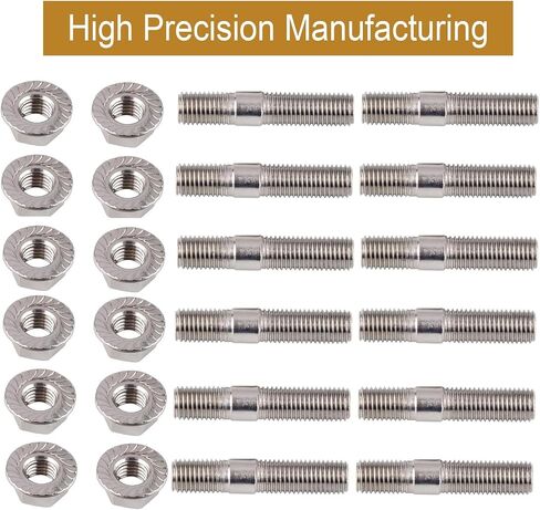 12pcs Intake Manifold Extended Stud Studs Bolt Kit Stainless Steel M10 1.25MM x 48MM Studs & Nuts Compatible with Honda Compatible with Toyota in Saudi Arabia
