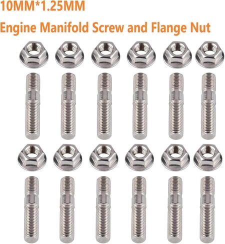 12pcs Intake Manifold Extended Stud Studs Bolt Kit Stainless Steel M10 1.25MM x 48MM Studs & Nuts Compatible with Honda Compatible with Toyota in Saudi Arabia