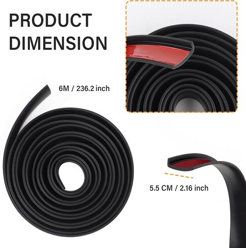 20FTx2.16" Fender Trim,Anti-Collision Wheel Arch Trim,Rubber Mudguard Trim Wheel Eyebrow Protector-Universal Car Exterior Accessories Mudguard Flares for Most Car SUV Truck in Saudi Arabia