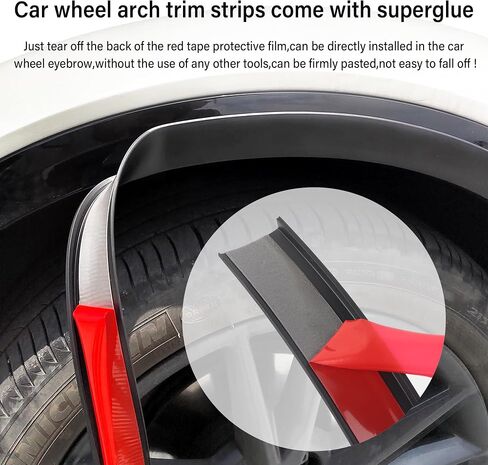 20FTx2.16" Fender Trim,Anti-Collision Wheel Arch Trim,Rubber Mudguard Trim Wheel Eyebrow Protector-Universal Car Exterior Accessories Mudguard Flares for Most Car SUV Truck in Saudi Arabia