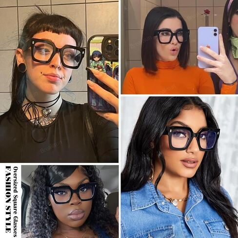 Fashion Oversized Blue Light Blocking Glasses for Women Men Trendy Big Square Frame Computer Eyeglasses in Saudi Arabia