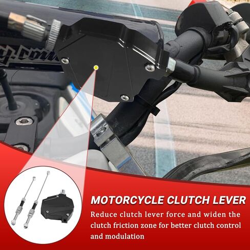 Motorcycle Clutch Lever Cable Kit CNC Aluminum Clutch Economizer with Cable, Universal Easy Pull Clutch Lever- Black in Saudi Arabia