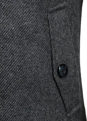 FANARCHER Men's Wool Blend Coats with Detachable Zipper Winter Warm Jakcet Single Breasted Business Windbreaker Pea Coat in Kuwait