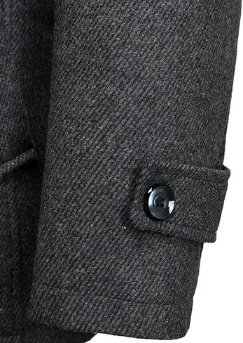 FANARCHER Men's Wool Blend Coats with Detachable Zipper Winter Warm Jakcet Single Breasted Business Windbreaker Pea Coat in Kuwait