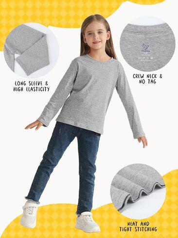5 Pack Girls Long Sleeve Shirts Cotton T-Shirts Long-Sleeve Tagless Layering Tees for Youth Teen Girls 5-18 Years in Saudi Arabia