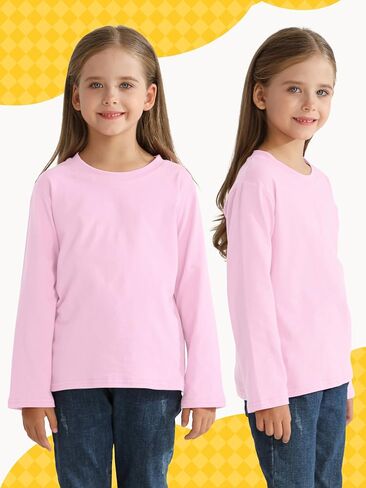 5 Pack Girls Long Sleeve Shirts Cotton T-Shirts Long-Sleeve Tagless Layering Tees for Youth Teen Girls 5-18 Years in Saudi Arabia