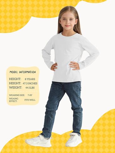 5 Pack Girls Long Sleeve Shirts Cotton T-Shirts Long-Sleeve Tagless Layering Tees for Youth Teen Girls 5-18 Years in Kuwait