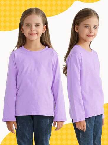 5 Pack Girls Long Sleeve Shirts Cotton T-Shirts Long-Sleeve Tagless Layering Tees for Youth Teen Girls 5-18 Years in Saudi Arabia
