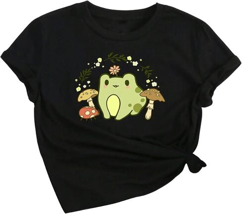 SweatyRocks Girl's T Shirts Cartoon Print Short Sleeve Crew Neck Cute Graphic Tees in Saudi Arabia
