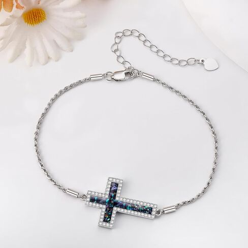 Cross Bracelet 925 Sterling Silver Origami Cross Bracelet Jewelry Gifts for Women Girls in Kuwait