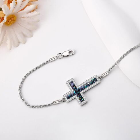 Cross Bracelet 925 Sterling Silver Origami Cross Bracelet Jewelry Gifts for Women Girls in Kuwait