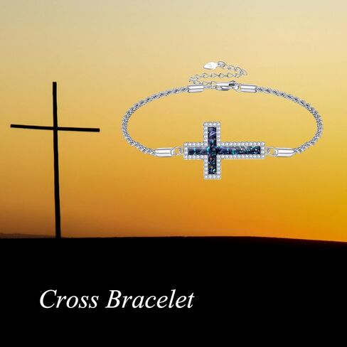 Cross Bracelet 925 Sterling Silver Origami Cross Bracelet Jewelry Gifts for Women Girls in Kuwait