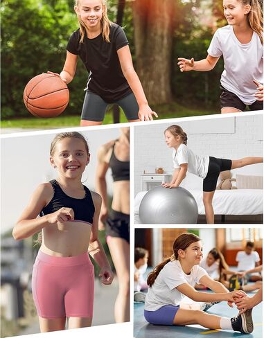 Roadbox Girls Volleyball Spandex Shorts, Youth Biker Shorts with Pockets Athletic Compression Short for Yoga Gymnastics Dance in Kuwait