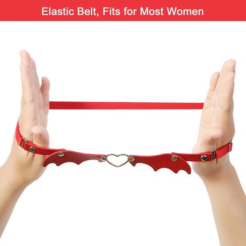 2Pcs Adjustable Heart Leg Garter with Bat Wing, Elastic Thigh Garters Belt for Women Parties, Black or Red in Saudi Arabia