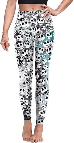 Sister Amy Women's Halloween Pumpkin Skulls Printed Ankle Elastic Tights Legging Halloween in Kuwait