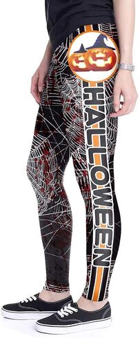 Sister Amy Women's Halloween Pumpkin Skulls Printed Ankle Elastic Tights Legging Halloween in Kuwait
