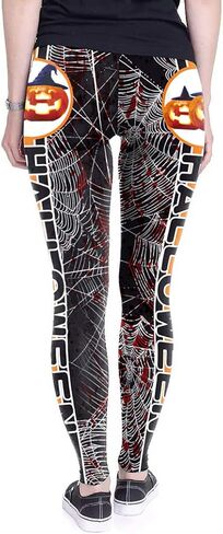 Sister Amy Women's Halloween Pumpkin Skulls Printed Ankle Elastic Tights Legging Halloween in Kuwait